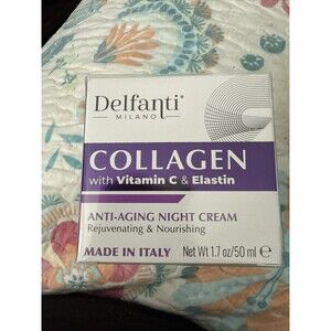 Delfanti Milano Italy Anti-Aging Night Cream Collagen Vitamin C & Elastin 1.7 oz